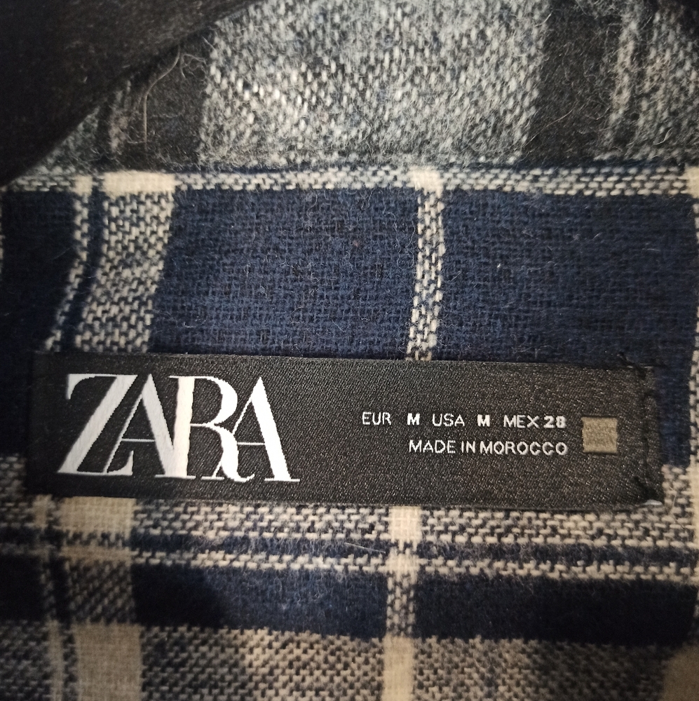 zara womens black and white check shirt with diamons buttons and trim Medium - Picture 8 of 15